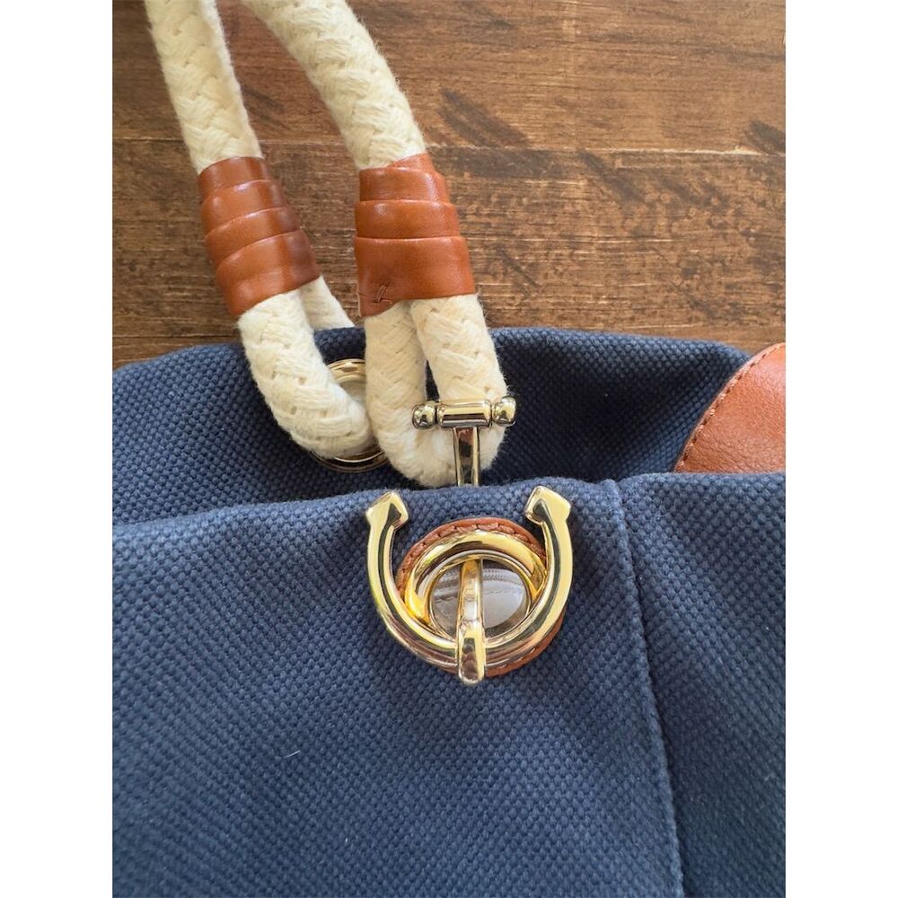 Michael Kors Marina Navy Blue Canvas Large Tote Bag Women's Casual - Picture 10 of 10